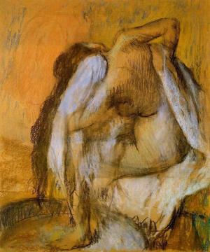 After the Bath, Woman Drying Herself Artwork by Edgar Degas