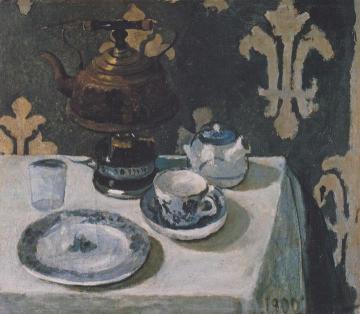 Still Life With Blue And White Porcelain Tea Set Artwork by Paula Modersohn-Becker