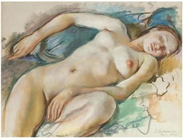 Reclining Nude Artwork by Zinaida Serebriakova