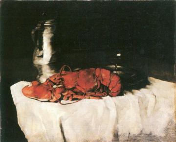Lobster with Pewter Jug and Wineglass Artwork by Carl Eduard Schuch