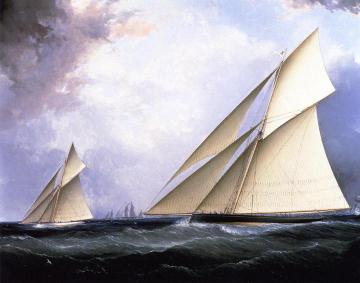 'Puritan' and 'Genesta', America's Cup 1885 Artwork by James E. Buttersworth