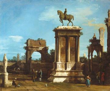 The Colleoni Monument in a Caprice Setting Artwork by Giovanni Antonio Canal