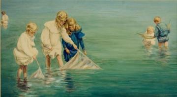 Children at the Shore Artwork by Charles Courtney Curran