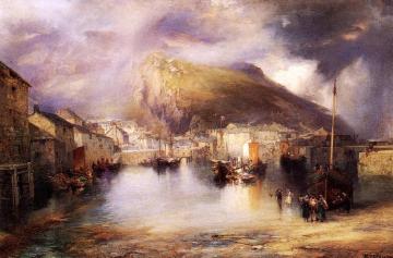 An English Fishing Village, Polperro, Cornwall Artwork by Thomas Moran