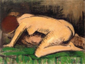 Crouching Nude Artwork by Otto Mueller