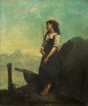 Italian Fisher Girl with a Rod Artwork by Stanhope Alexander Forbes