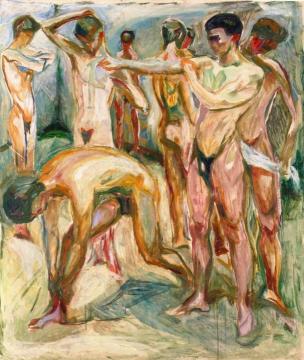 Naked Men In The Baths Artwork by Edvard Munch