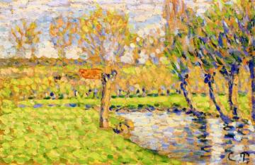Banks of the Epte in Eragny Artwork by Camille Pissarro