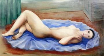 Reclining Nude Artwork by Moise Kisling