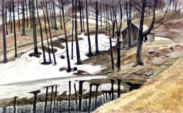 Snowbank And Pool Artwork by Charles Burchfield