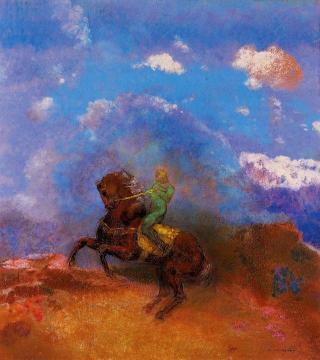 The Green Horseman Artwork by Odilon Redon