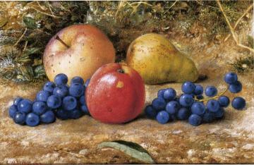 Still Life With Grapes, Apples And Pear Artwork by John William Hill