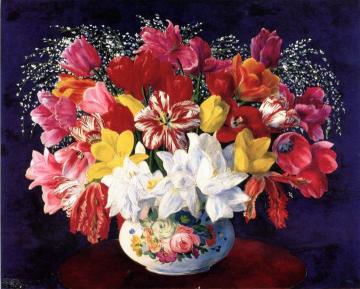 Large Bouquet of Tulips Artwork by Moise Kisling