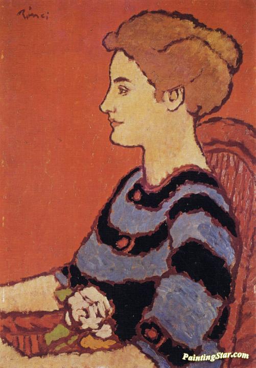 Woman in Blue Dress Artwork by József Rippl-Rónai