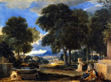 Landscape with a Man Washing His Feet at a Fountain after Poissin Artwork by David Cox
