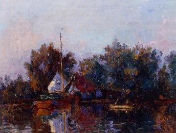 Canal in Holland near Rotterdam Artwork by Albert Lebourg