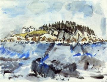 Deer Isle Series: Mark Island Lighthouse Artwork by John Marin