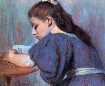 Young Girl Reading Artwork by Federico Zandomeneghi