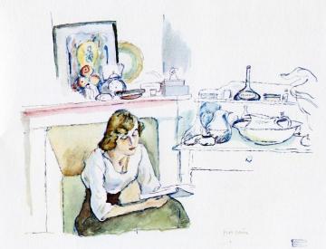 Hermine David Indoors Artwork by Jules Pascin