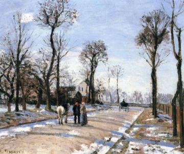 Road, Winter Sun and Snow Artwork by Camille Pissarro