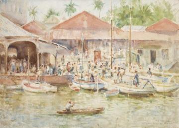 The Market, Belize, British Honduras Artwork by Henry Scott Tuke