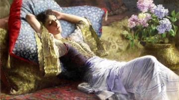 Reclining Odalisque Artwork by Ferdinand Max Bredt