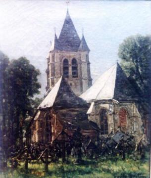 Church at Courierres Artwork by Emile Breton