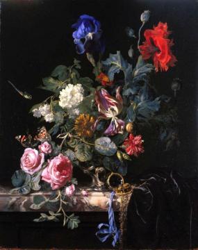 Flowers In A Silver Vase Artwork by Willem van Aelst
