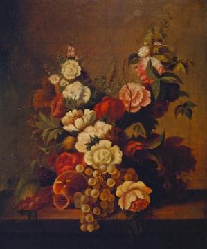 Still Life with Flowers and Fruit Artwork by William Merritt Chase