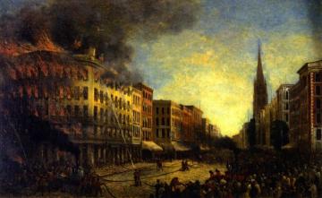 The Burning Of Barnum's Museum Artwork by Christopher Pearse Cranch