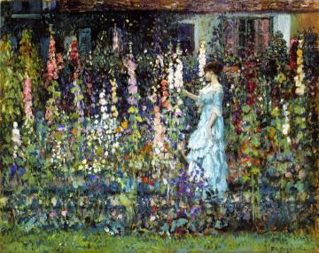Hollyhocks Artwork by Frederick Carl Frieseke