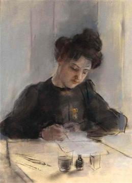 A Girl Sketching Artwork by Sir William Orpen