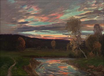 Sunset Over Eggedal Artwork by Christian Skredsvig