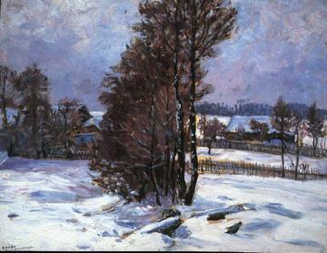 A Winter at Vítanov Artwork by František Kaván