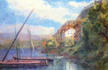 The Shores of Lake Geneva at Saint-Gingolph Artwork by Albert Lebourg