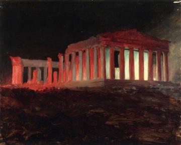 Parthenon, Athens, from the Northwest (Illuminated Night View) Artwork by Frederic Edwin Church
