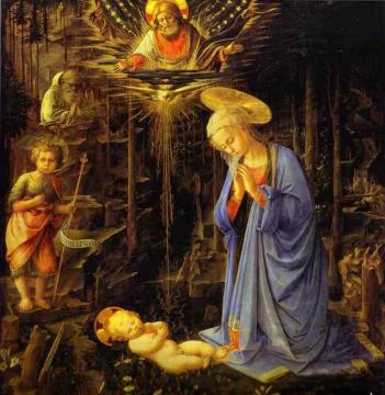 The Adoration, With The Infant Baptist And St. Bernard Artwork by Fra Filippo Lippi