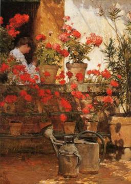 Geraniums Artwork by Frederick Childe Hassam