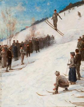 Skiing Competition In Fjelkenbakken Artwork by Axel Hjalmar Ender