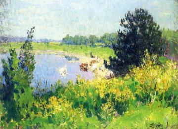 View Of A Pond Artwork by Pierre Eugène Montézin
