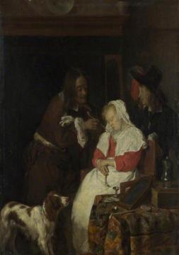 Two Men with a Sleeping Woman Artwork by Gabriel Metsu