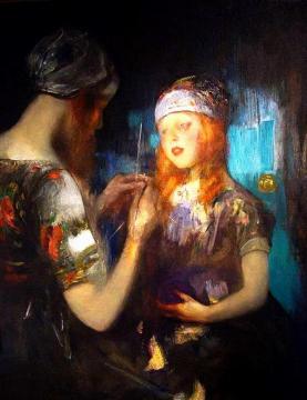 Knitting, Nora Ward and Kitty Shannon Artwork by Sir James Jebusa Shannon