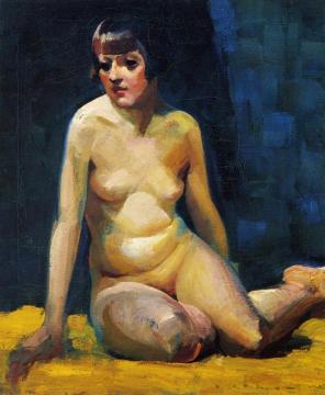 Seated Nude with Bobbed Hair Artwork by George Benjamin Luks