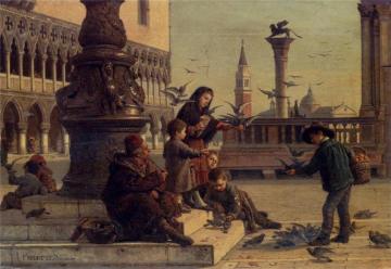 Feeding The Pigeons Artwork by Antonio Paoletti