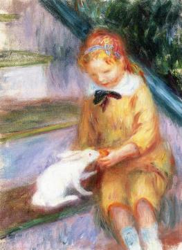 Lenna Feeding a Rabbit Artwork by William James Glackens