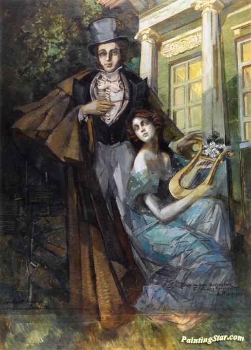 Pushkin and the Muse Artwork by Constantin Alexeevich Korovin