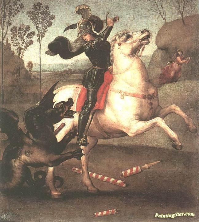 St George Fighting The Dragon Artwork by Raphael