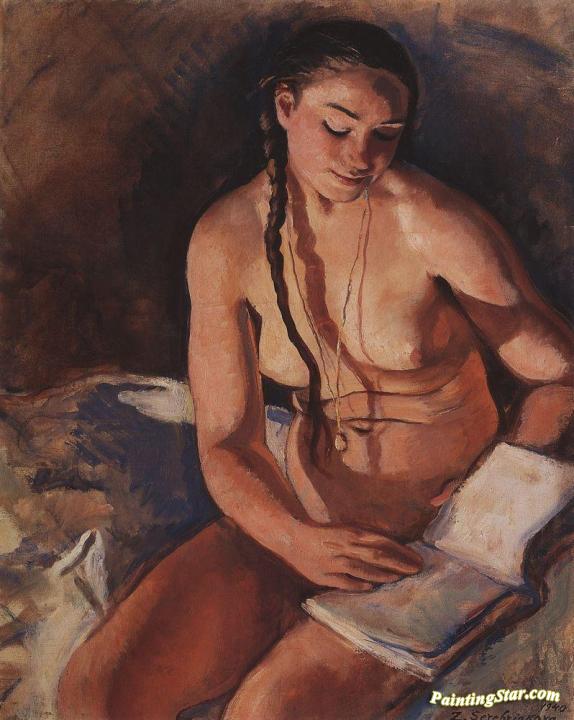 Nude With A Book Artwork by Zinaida Serebriakova
