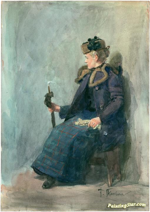 Elegant lady in a fur-trimmed coat Artwork by Franz Skarbina