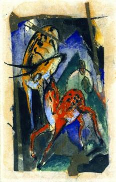 Ibexes Artwork by Franz Marc